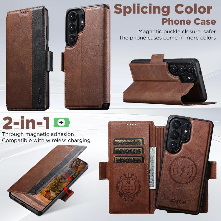 For Samsung Galaxy S26 Ultra 5G Suteni Q07 2-in-1 Multi-function Detachable Wallet MagSafe Phone Case