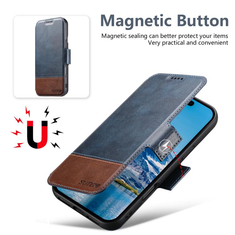 For iPhone 16 Plus Suteni Q06 2-in-1 Multi-function Detachable Wallet MagSafe Phone Case