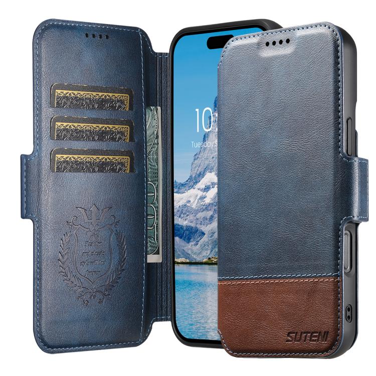 For iPhone 16 Suteni Q06 2-in-1 Multi-function Detachable Wallet MagSafe Phone Case