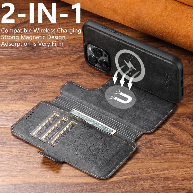 For iPhone 14 Pro Max Suteni Q06 2-in-1 Multi-function Detachable Wallet MagSafe Phone Case