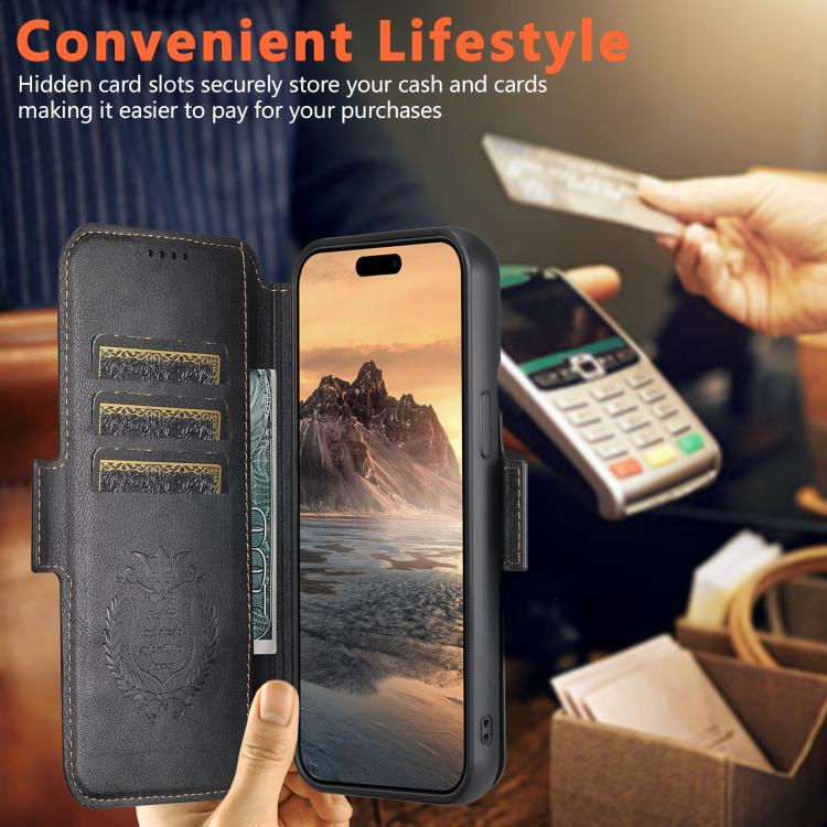 For iPhone 14 Pro Max Suteni Q06 2-in-1 Multi-function Detachable Wallet MagSafe Phone Case
