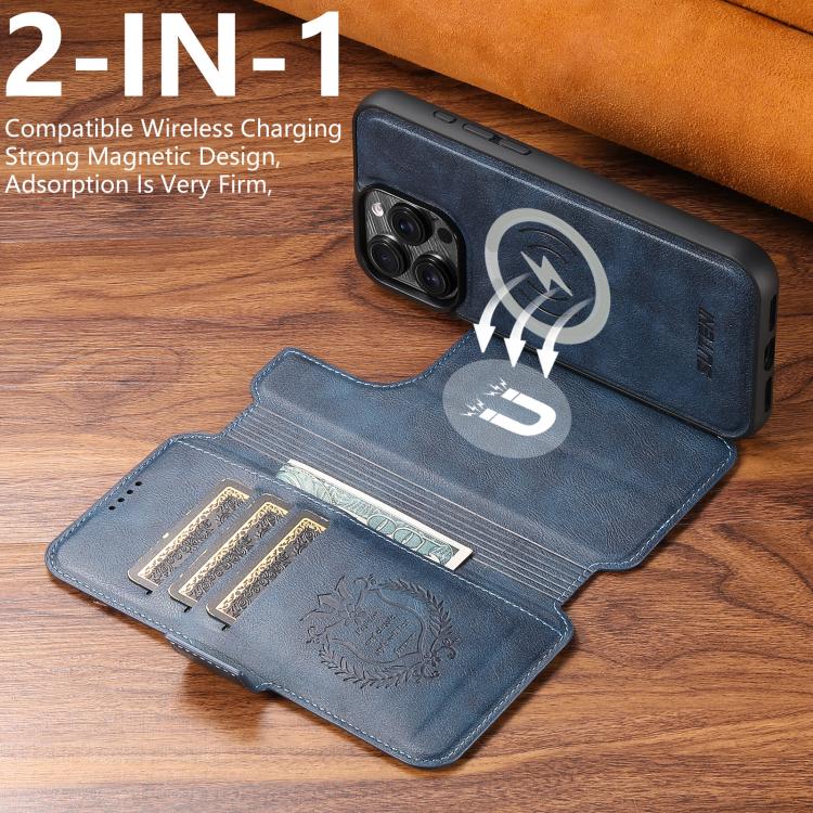 For iPhone 13 Pro Max Suteni Q06 2-in-1 Multi-function Detachable Wallet MagSafe Phone Case