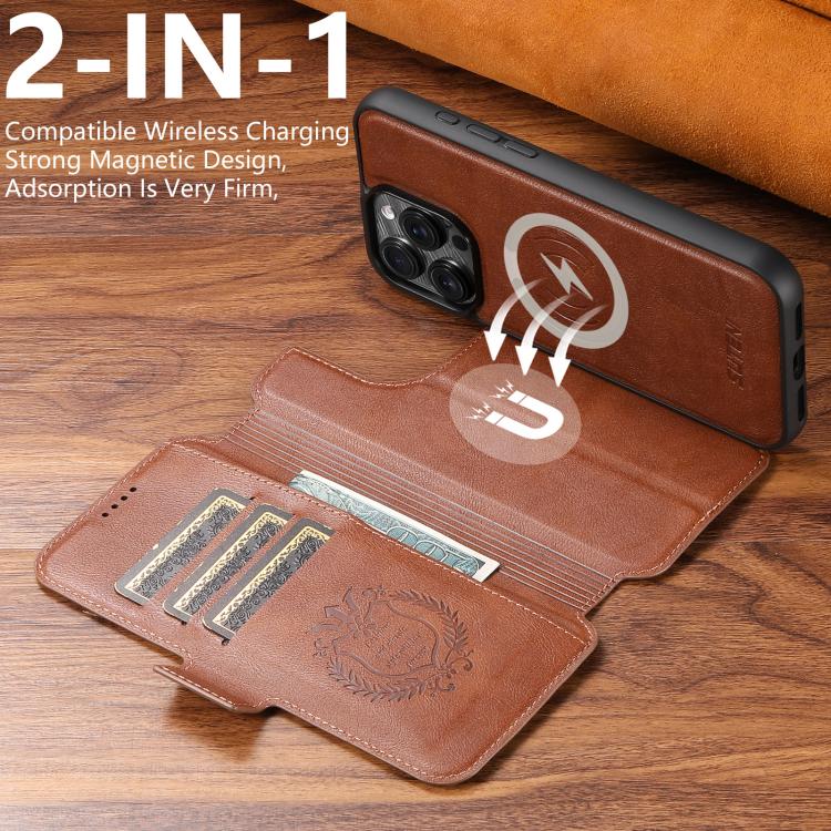 For iPhone 13 Pro Suteni Q06 2-in-1 Multi-function Detachable Wallet MagSafe Phone Case