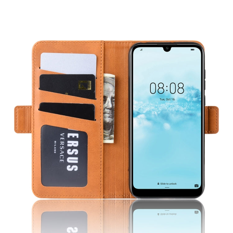 Dual-side Magnetic Buckle Horizontal Flip Leather Case for Huawei Y5 2019, with Holder & Card Slots & Wallet & Photo Frame