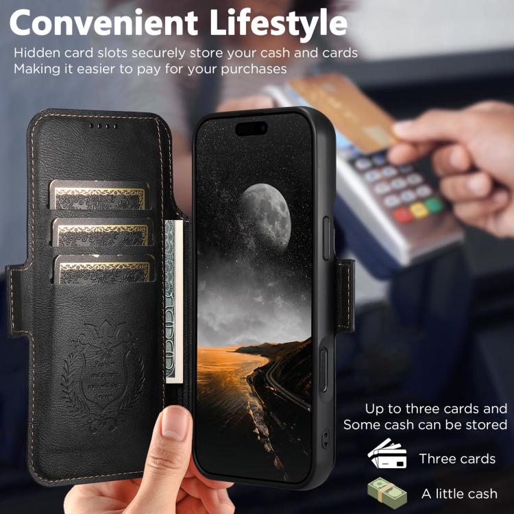 For iPhone 17 Pro Suteni Q06 2-in-1 Multi-function Detachable Wallet MagSafe Phone Case