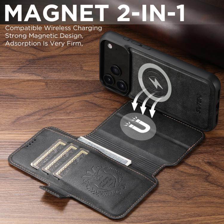 For iPhone 17 Pro Suteni Q06 2-in-1 Multi-function Detachable Wallet MagSafe Phone Case