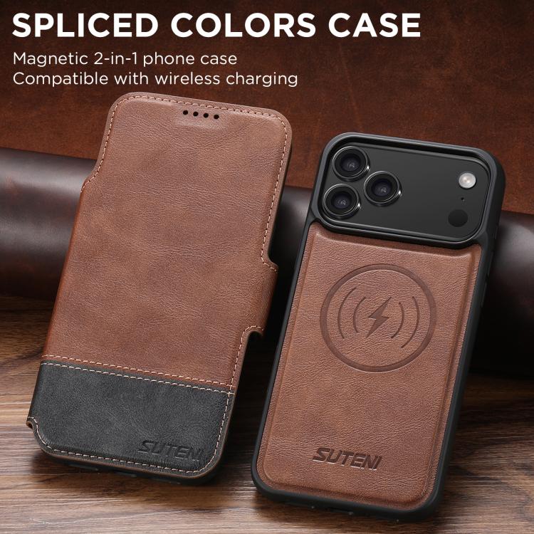 For iPhone 17 Pro Suteni Q06 2-in-1 Multi-function Detachable Wallet MagSafe Phone Case