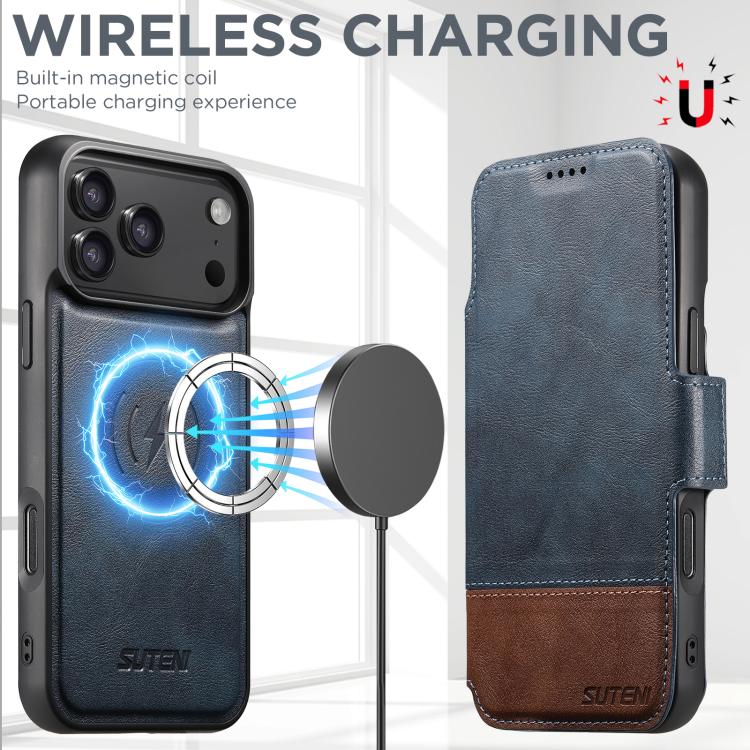 For iPhone 17 Pro Suteni Q06 2-in-1 Multi-function Detachable Wallet MagSafe Phone Case