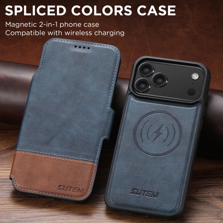 For iPhone 17 Pro Suteni Q06 2-in-1 Multi-function Detachable Wallet MagSafe Phone Case