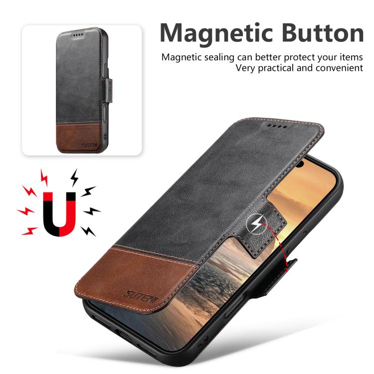 For iPhone 17 Suteni Q06 2-in-1 Multi-function Detachable Wallet MagSafe Phone Case