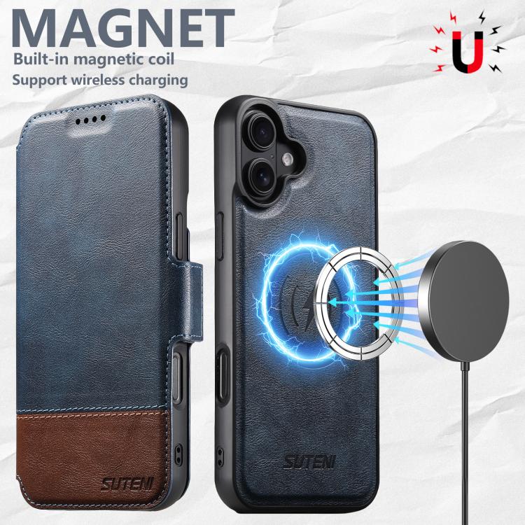 For iPhone 17 Suteni Q06 2-in-1 Multi-function Detachable Wallet MagSafe Phone Case