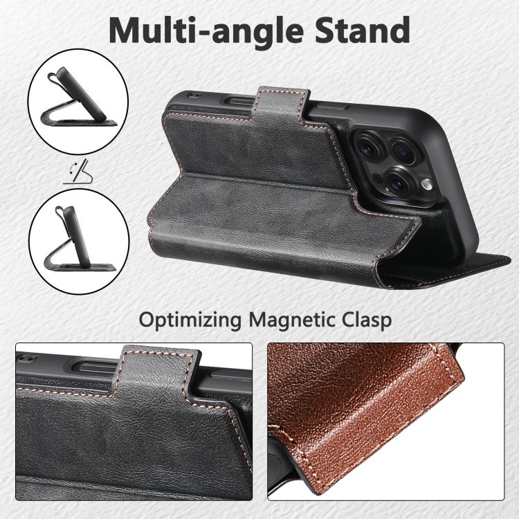 For iPhone 16 Pro Max Suteni Q07 2-in-1 Multi-function Detachable Wallet MagSafe Phone Case