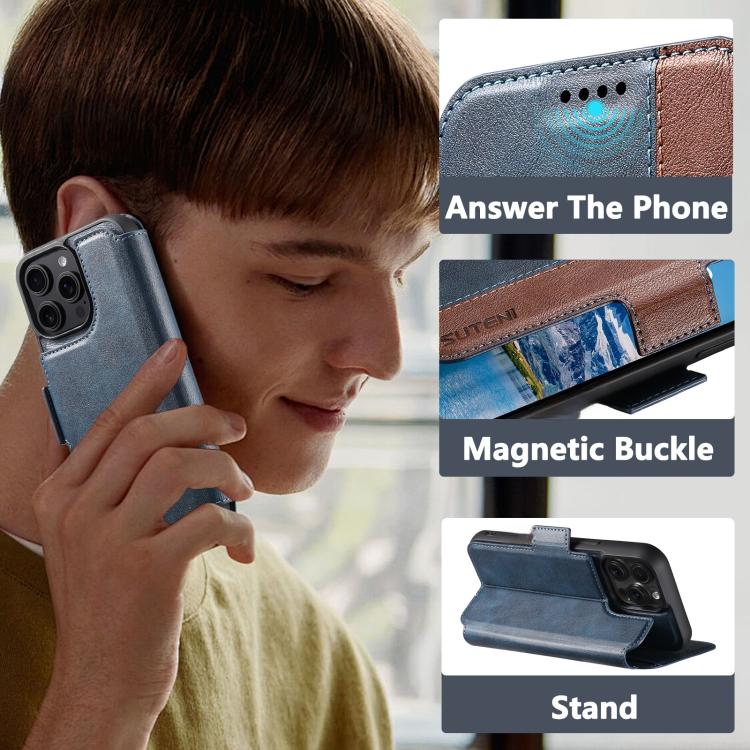 For iPhone 12 Suteni Q07 2-in-1 Multi-function Detachable Wallet MagSafe Phone Case