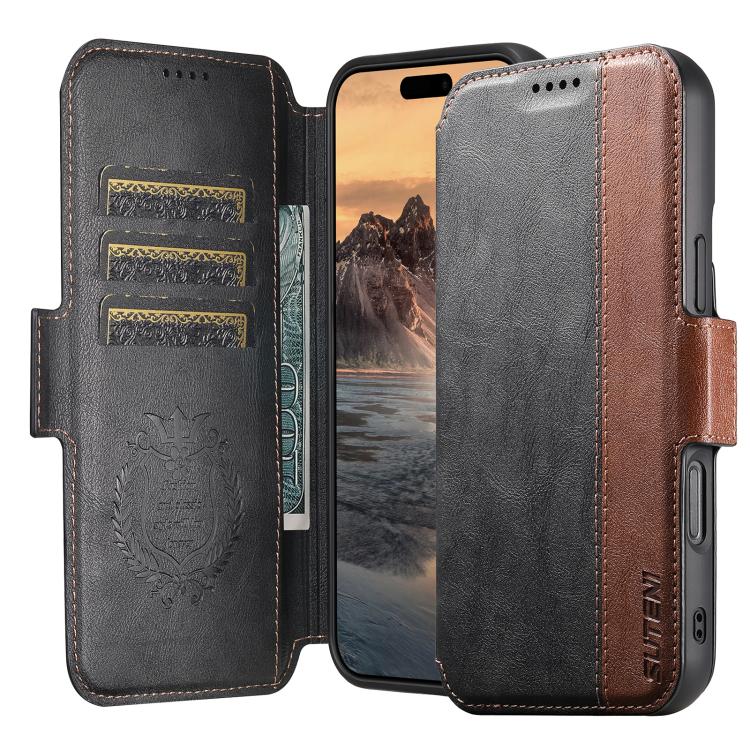 For iPhone 17 Suteni Q07 2-in-1 Multi-function Detachable Wallet MagSafe Phone Case