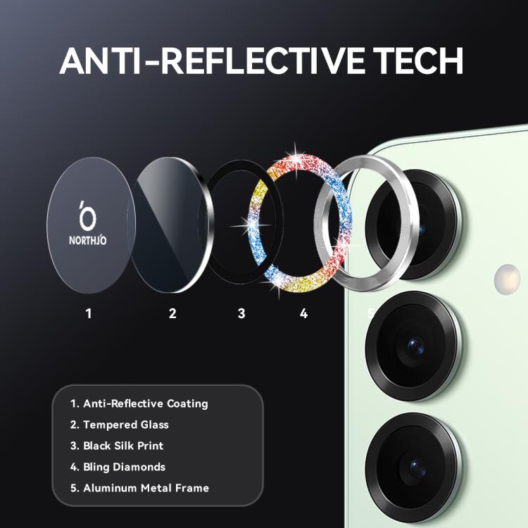For Samsung Galaxy S25 5G NORTHJO 1 Set Camera Lens Protector Glitter Metal Ring Film
