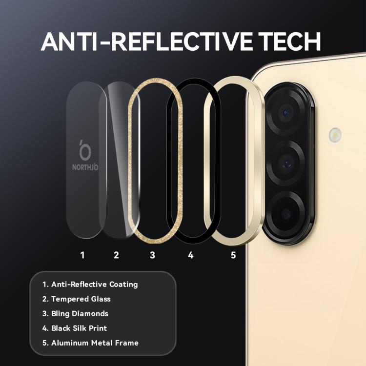 For Samsung Galaxy A26 5G NORTHJO 1 Set Camera Lens Protector Glitter Metal Ring Film