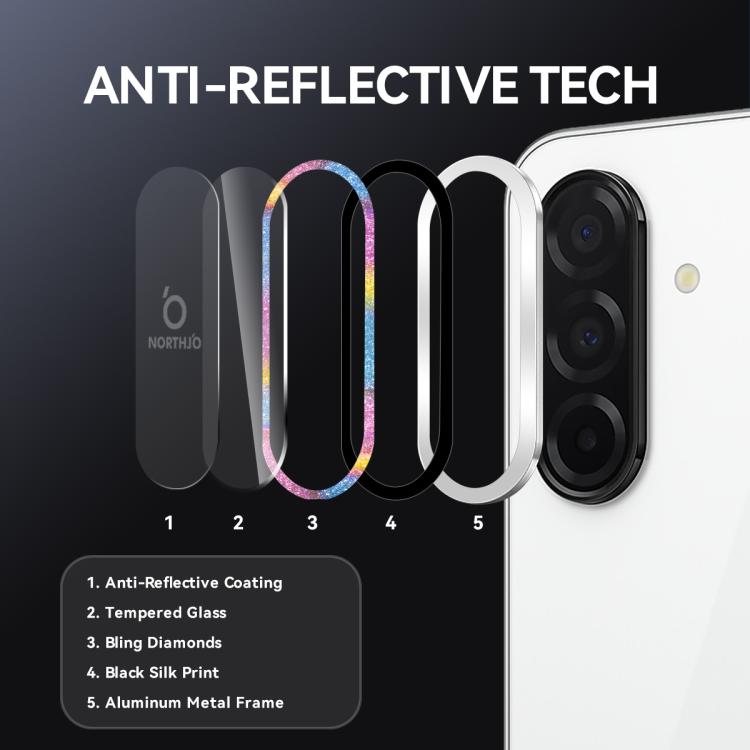 For Samsung Galaxy A26 5G NORTHJO 1 Set Camera Lens Protector Glitter Metal Ring Film