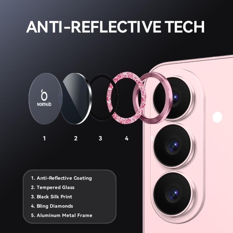 For Samsung Galaxy S26 5G NORTHJO 1 Set Camera Lens Protector Glitter Metal Ring Film