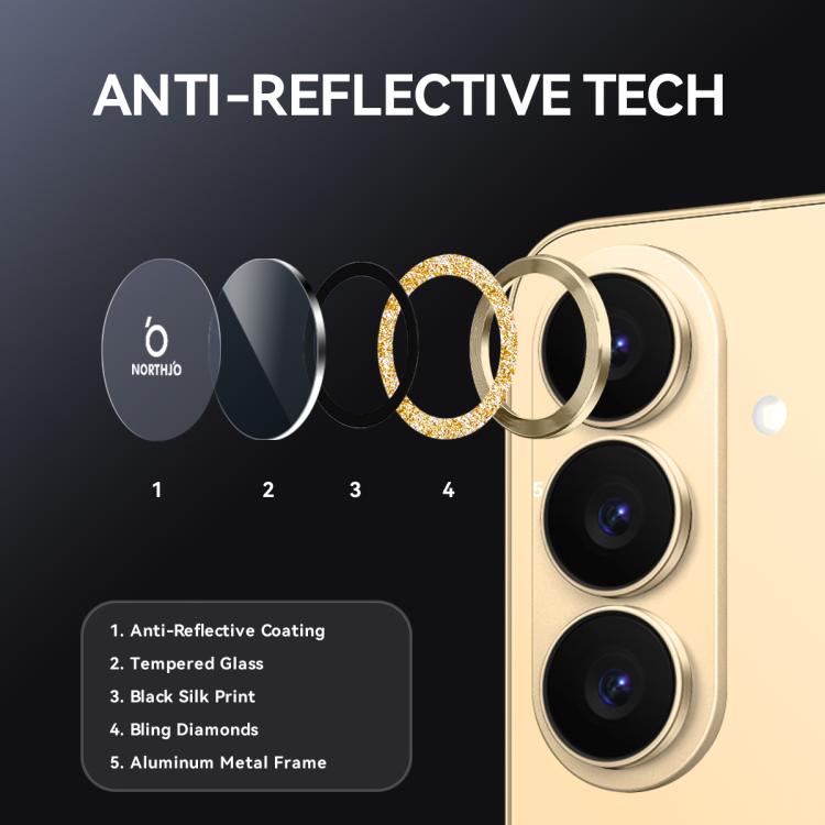For Samsung Galaxy S26 5G NORTHJO 1 Set Camera Lens Protector Glitter Metal Ring Film