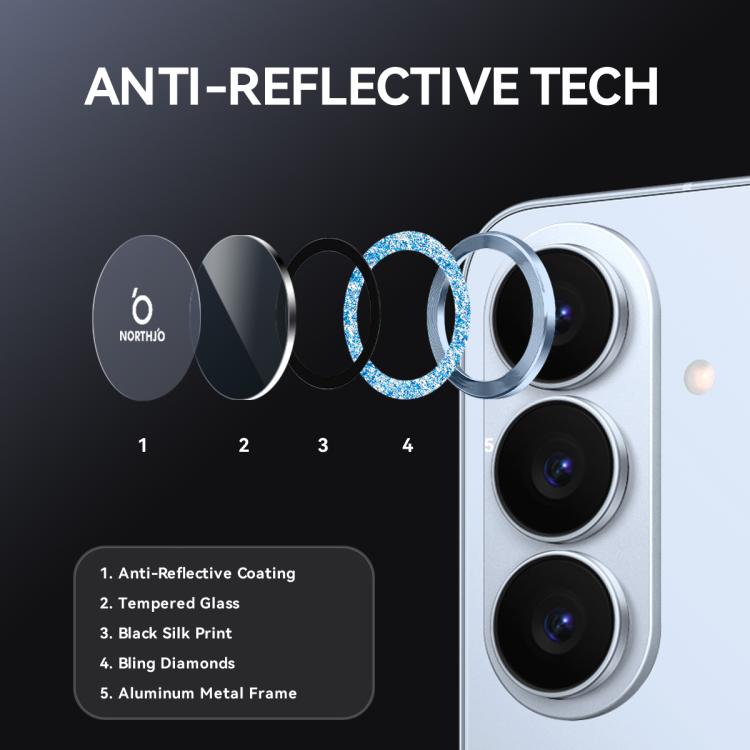 For Samsung Galaxy S26 5G NORTHJO 1 Set Camera Lens Protector Glitter Metal Ring Film