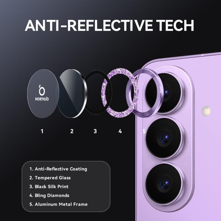 For Samsung Galaxy S26 5G NORTHJO 1 Set Camera Lens Protector Glitter Metal Ring Film