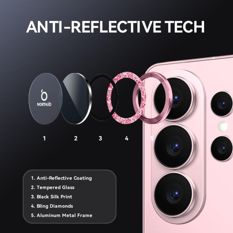 For Samsung Galaxy S26 Ultra 5G NORTHJO 1 Set Camera Lens Protector Glitter Metal Ring Film