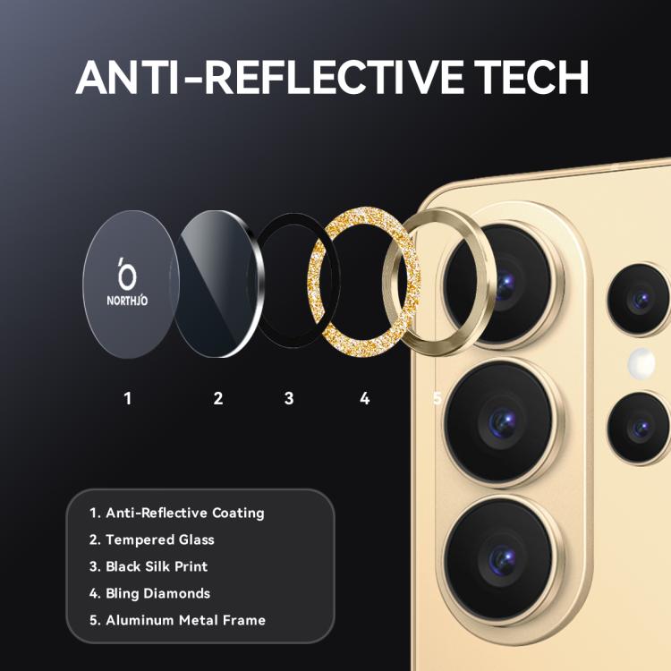 For Samsung Galaxy S26 Ultra 5G NORTHJO 1 Set Camera Lens Protector Glitter Metal Ring Film