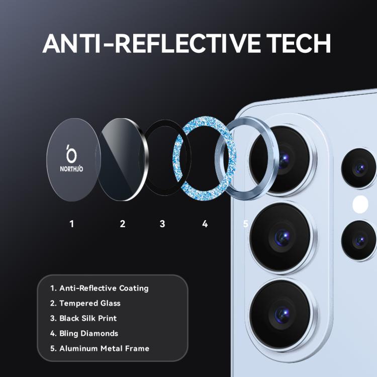 For Samsung Galaxy S26 Ultra 5G NORTHJO 1 Set Camera Lens Protector Glitter Metal Ring Film