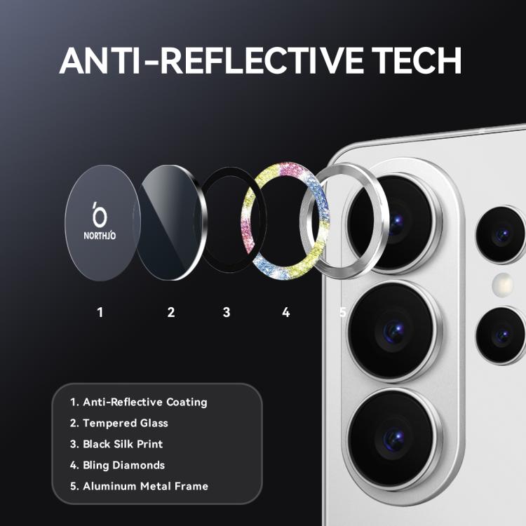 For Samsung Galaxy S26 Ultra 5G NORTHJO 1 Set Camera Lens Protector Glitter Metal Ring Film