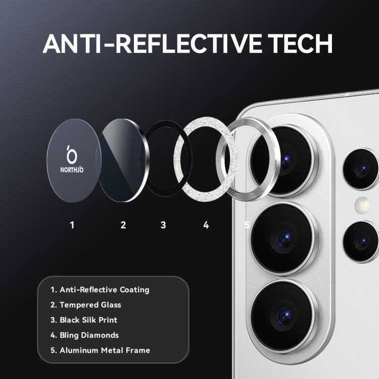 For Samsung Galaxy S26 Ultra 5G NORTHJO 1 Set Camera Lens Protector Glitter Metal Ring Film