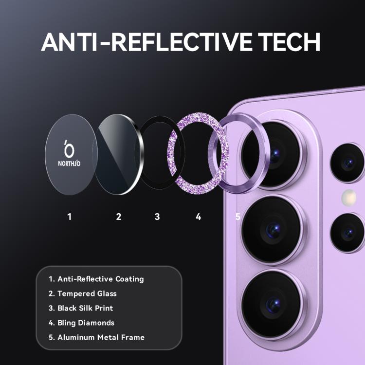 For Samsung Galaxy S26 Ultra 5G NORTHJO 1 Set Camera Lens Protector Glitter Metal Ring Film