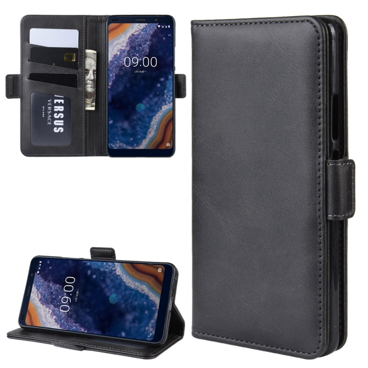 Double Buckle Wallet Stand Leather Cell Phone Case for Nokia 9 PureViewï¼Œwith Wallet & Holder & Card Slots