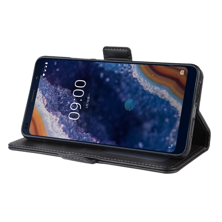Double Buckle Wallet Stand Leather Cell Phone Case for Nokia 9 PureViewï¼Œwith Wallet & Holder & Card Slots