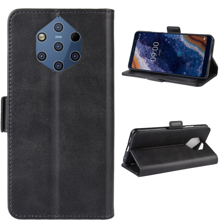 Double Buckle Wallet Stand Leather Cell Phone Case for Nokia 9 PureViewï¼Œwith Wallet & Holder & Card Slots