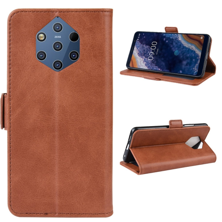 Double Buckle Wallet Stand Leather Cell Phone Case for Nokia 9 PureViewï¼Œwith Wallet & Holder & Card Slots