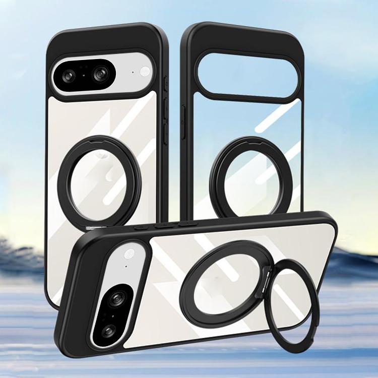 For Google Pixel 8 Gear 360 Rotation Holder MagSafe Phone Case - Black