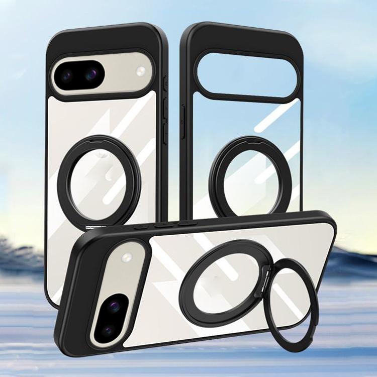 For Google Pixel 8a Gear 360 Rotation Holder MagSafe Phone Case - Black