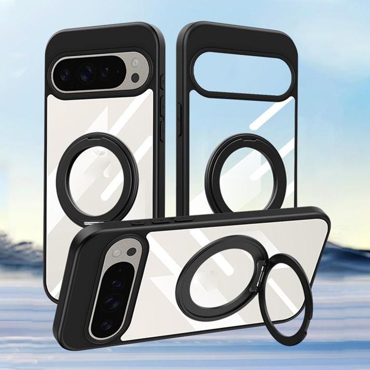 For Google Pixel 9 Pro XL Gear 360 Rotation Holder MagSafe Phone Case - Black