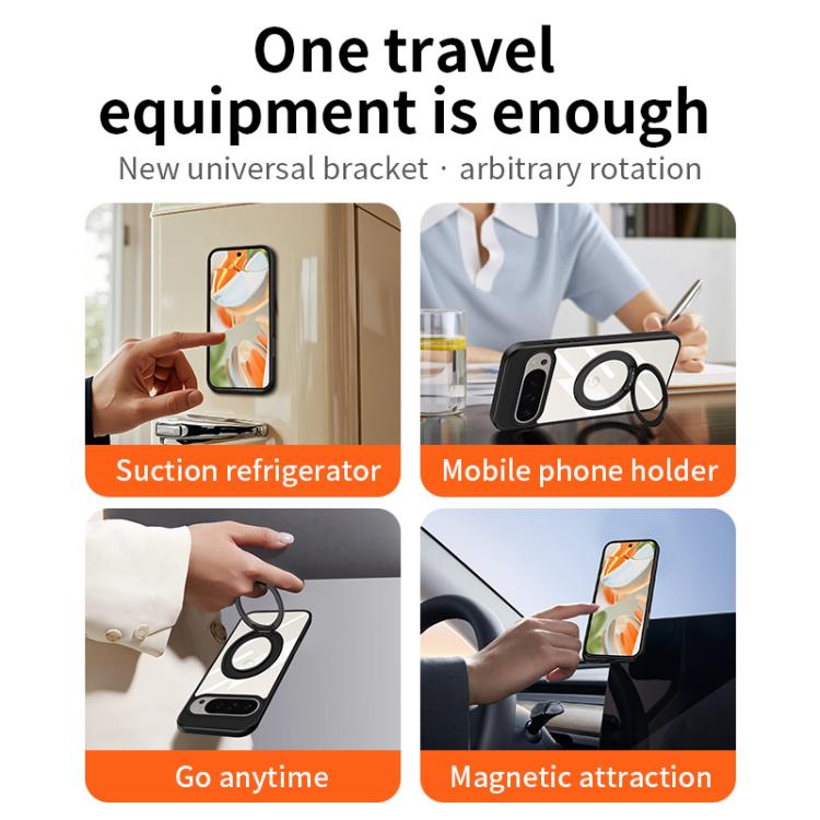 For Google Pixel 9 Pro XL Gear 360 Rotation Holder MagSafe Phone Case - Black