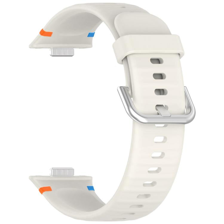 For Huawei Watch Fit 5 / Fit 5 Pro / Fit 4 Stitched Silver Buckle Silicone Watch Band