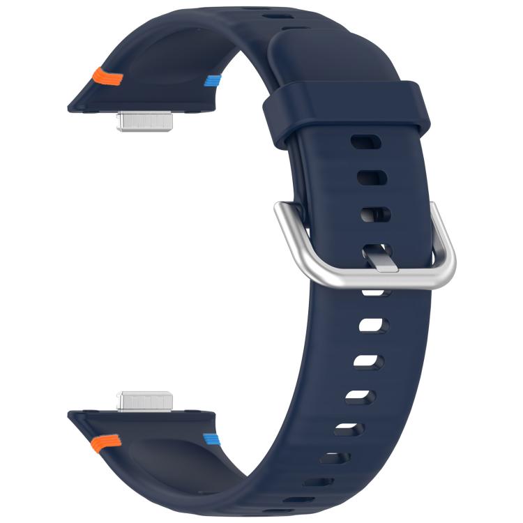For Huawei Watch Fit 5 / Fit 5 Pro / Fit 4 Stitched Silver Buckle Silicone Watch Band