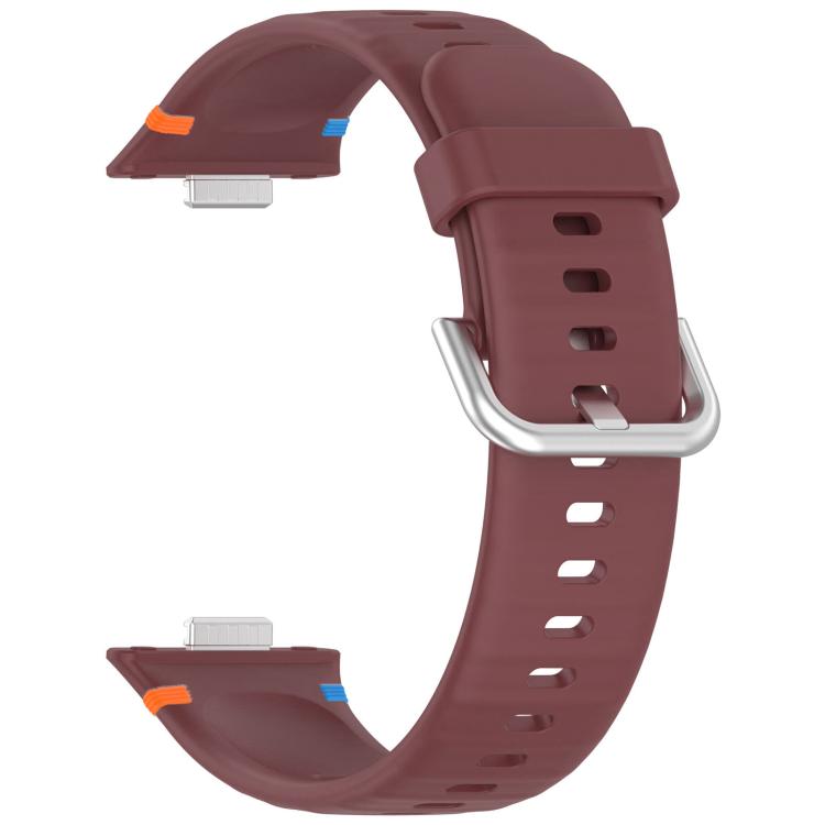 For Huawei Watch Fit 5 / Fit 5 Pro / Fit 4 Stitched Silver Buckle Silicone Watch Band