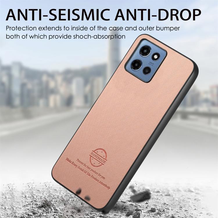 For Motorola Moto G 2025 5G Twill Fabric Leather Skin Back Phone Case