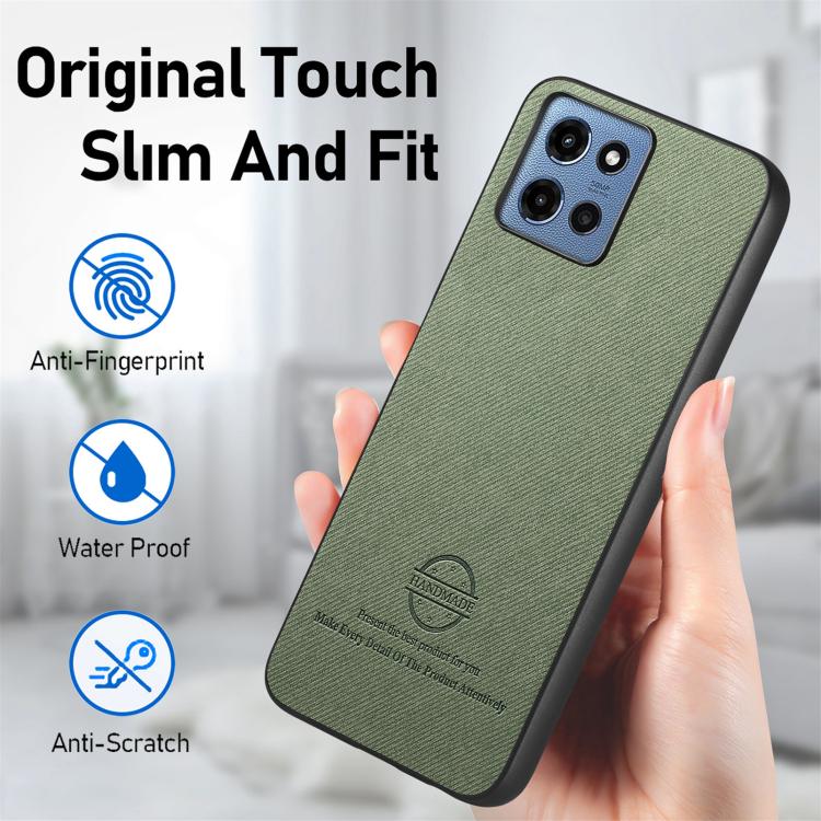 For Motorola Moto G 2025 5G Twill Fabric Leather Skin Back Phone Case