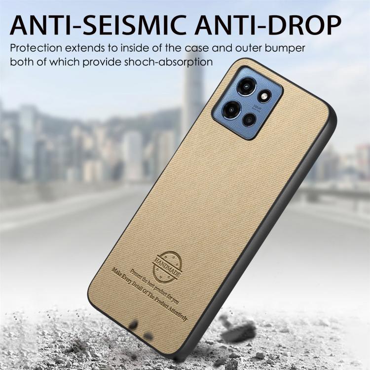 For Motorola Moto G 2025 5G Twill Fabric Leather Skin Back Phone Case