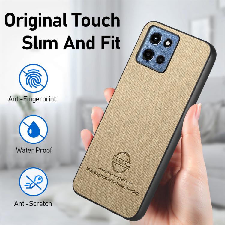 For Motorola Moto G 2025 5G Twill Fabric Leather Skin Back Phone Case