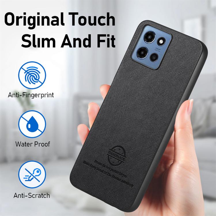 For Motorola Moto G 2025 5G Twill Fabric Leather Skin Back Phone Case