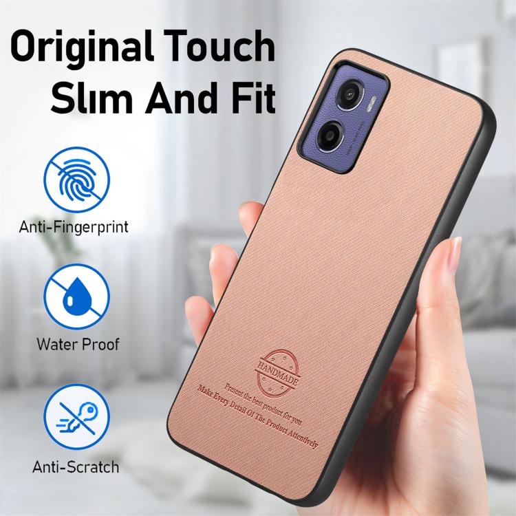 For Motorola Moto G05 Twill Fabric Leather Skin Back Phone Case