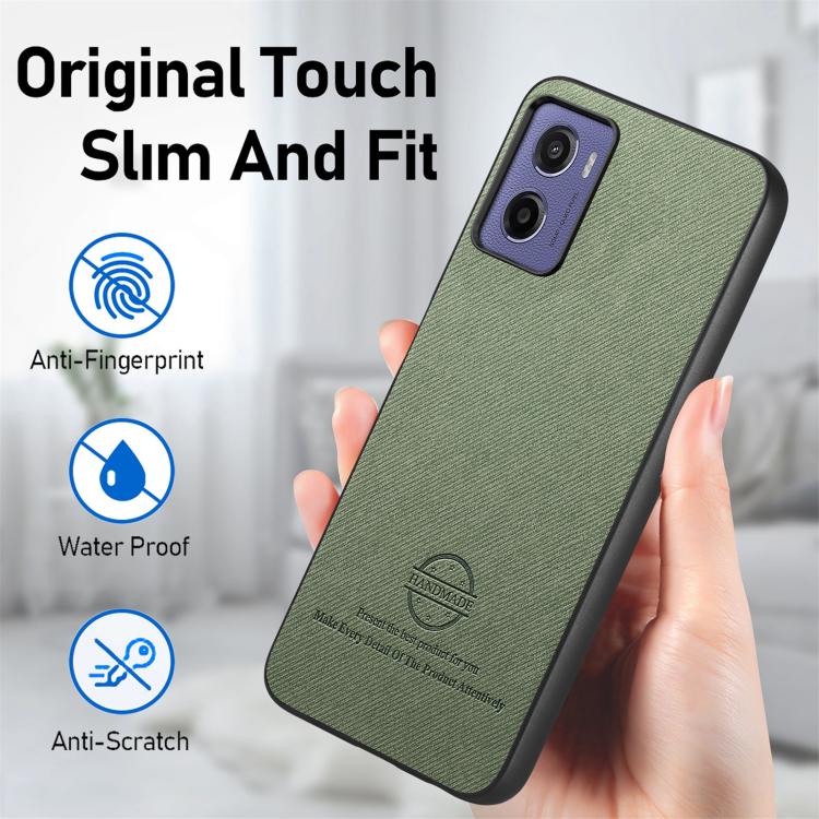 For Motorola Moto G05 Twill Fabric Leather Skin Back Phone Case
