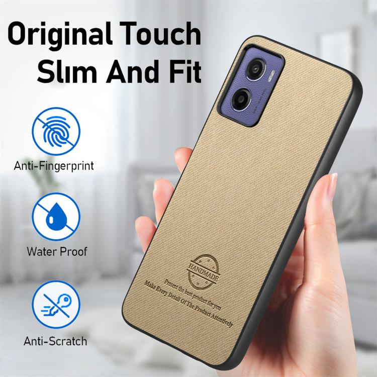 For Motorola Moto G05 Twill Fabric Leather Skin Back Phone Case